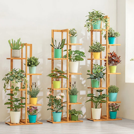 Elegant Bamboo Plant Stand Rack: 5/6-Tier Display Shelf for Patio