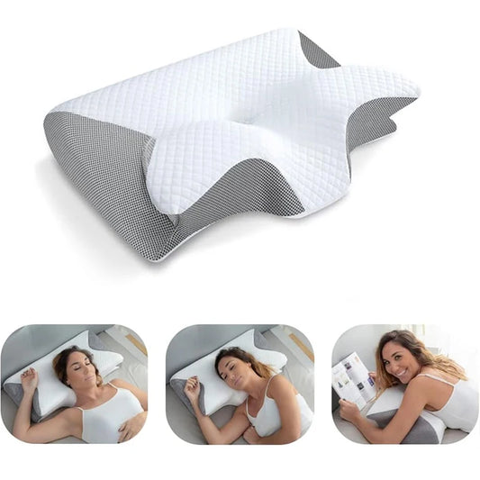 2-in-1 Memory Foam Cervical Pillow - Ergonomic Orthopedic Neck Support for Pain Relief and Improved Sleep