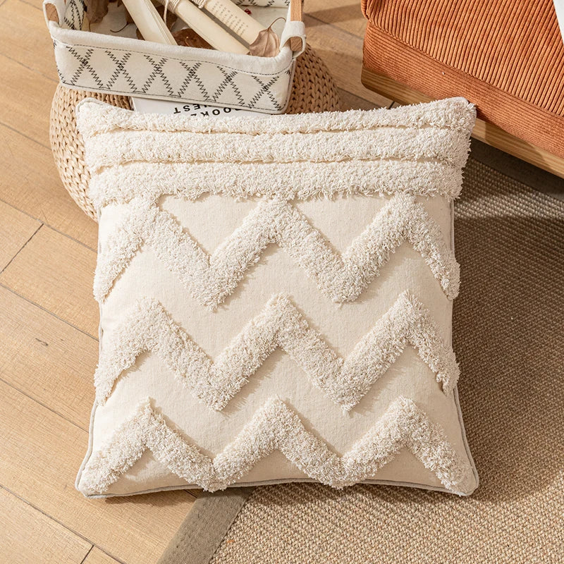 Boho Cotton Cushion Cover with Tassels – Nordic Style for Home Decor