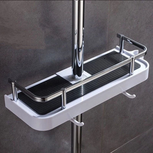 No-Drill Bathroom Shower Storage Rack – Adjustable Pole Shelf for Shampoo and Shower Gel