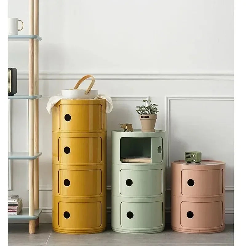 Multi-layer Bedside Table - Modern Plastic Storage Cabinet with Drawers, Ideal for Bedroom or Living Room