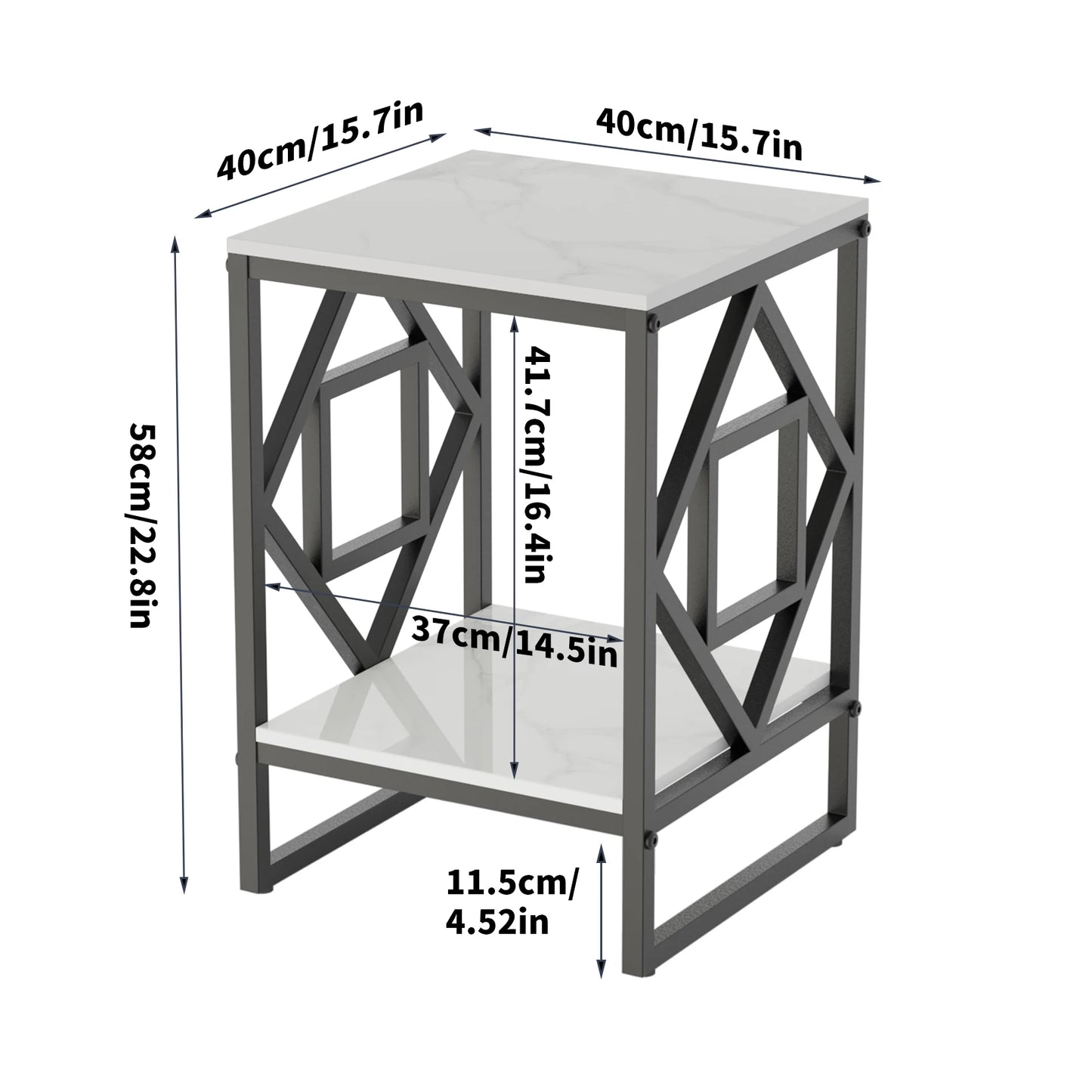 White Marble Side Table: Elegant Simplicity with Black Coated Frame