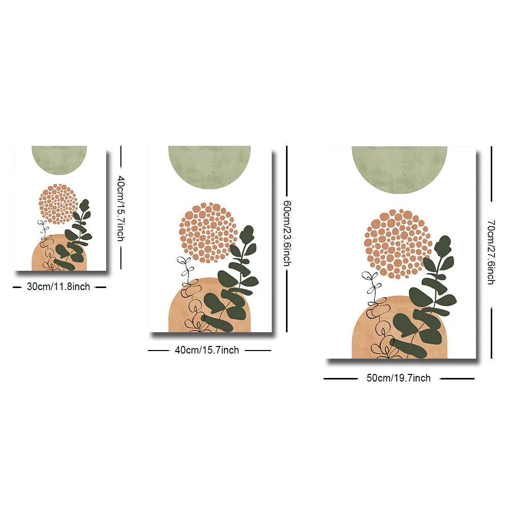 Modern Boho Abstract Plant Poster Set – 3-Piece Canvas Wall Art for Home Decor