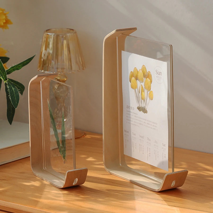 Acrylic Wooden Photo Frame – Modern Herbarium Display for Home or Office