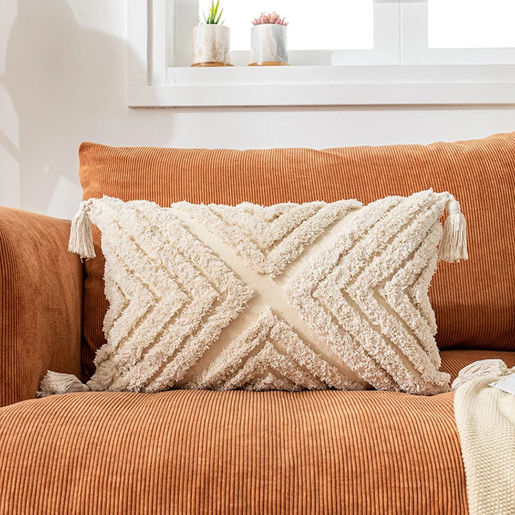 Boho Cotton Cushion Cover with Tassels – Nordic Style for Home Decor