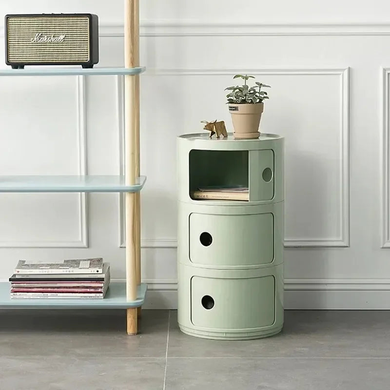 Multi-layer Bedside Table - Modern Plastic Storage Cabinet with Drawers, Ideal for Bedroom or Living Room