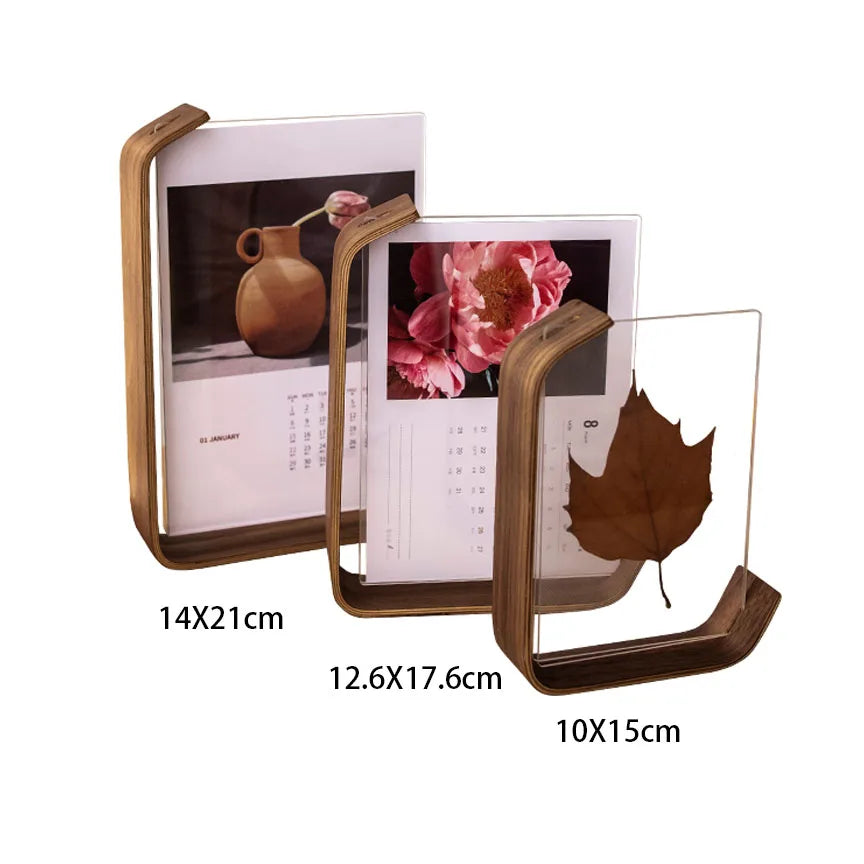 Acrylic Wooden Photo Frame – Modern Herbarium Display for Home or Office