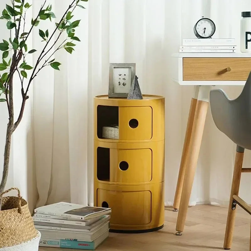 Multi-layer Bedside Table - Modern Plastic Storage Cabinet with Drawers, Ideal for Bedroom or Living Room