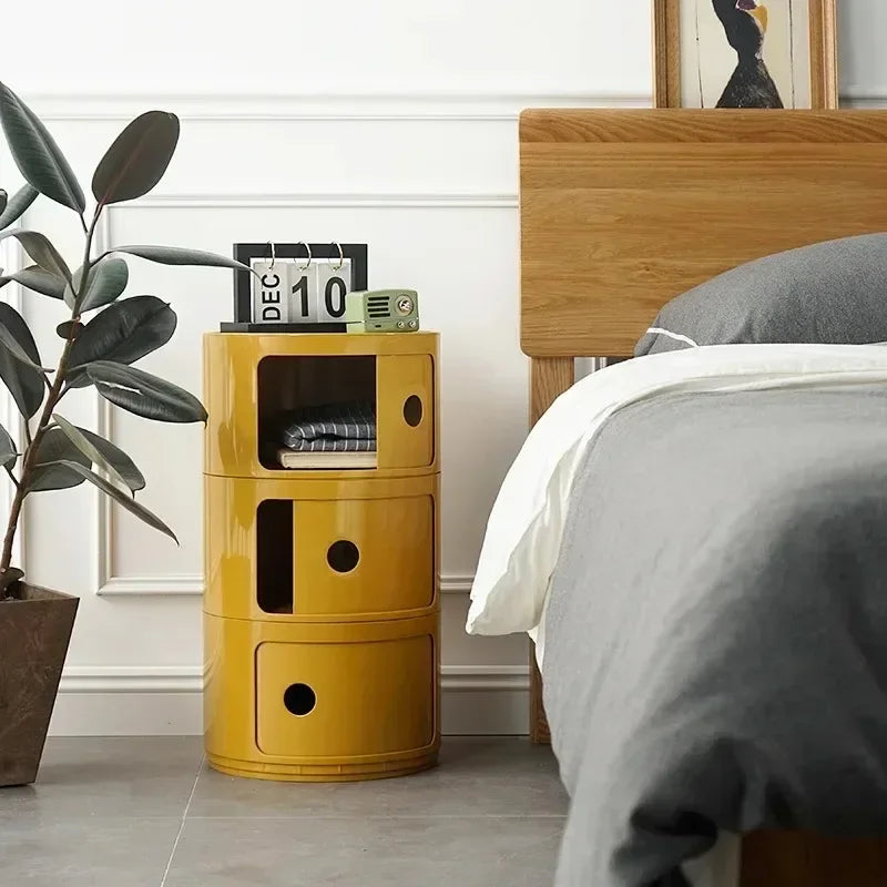 Multi-layer Bedside Table - Modern Plastic Storage Cabinet with Drawers, Ideal for Bedroom or Living Room