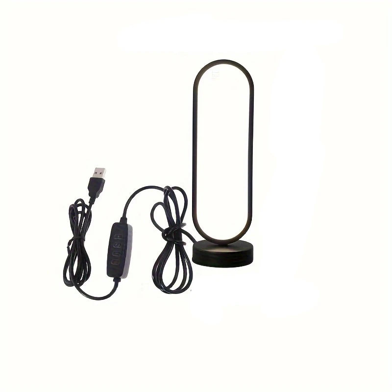 Three-Color Dimmable LED Ring Table Lamp – Bedside Night Light for Bedroom