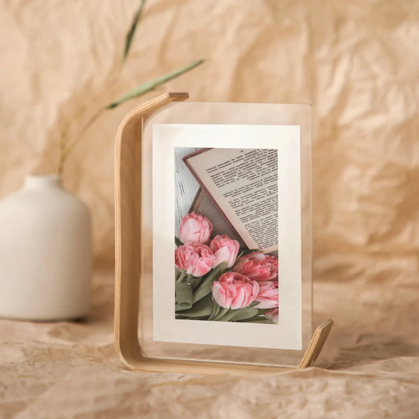 Acrylic Wooden Photo Frame – Modern Herbarium Display for Home or Office